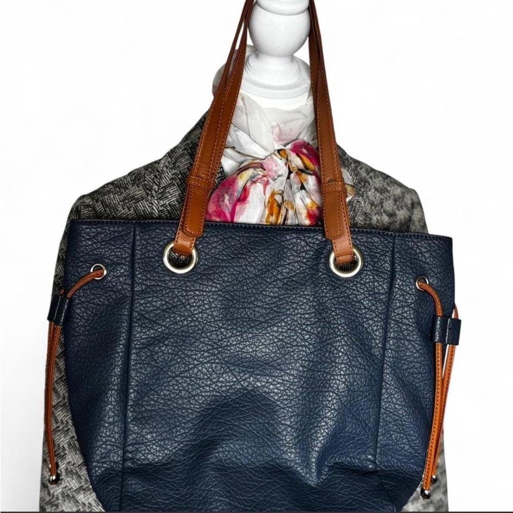 Navy Blue Faux Leather Nine West Hobo Bag - Picture 3 of 9